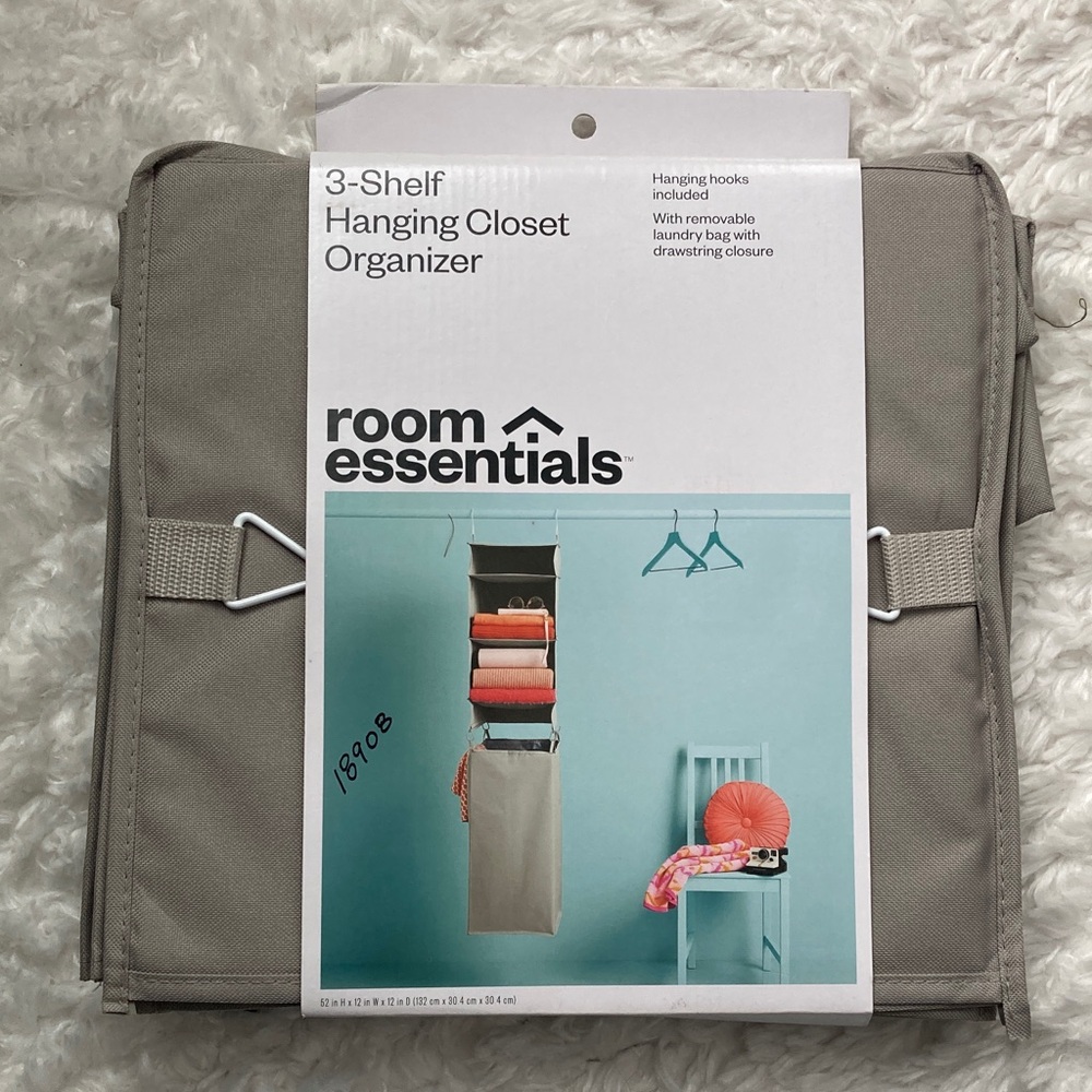 NWT Room Essentials Hanging 3-Shelf + Laundry Closet Organizer